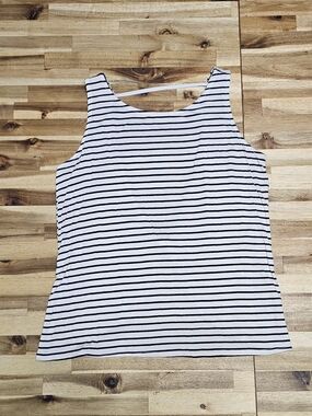 Maurices White Tank Top with Black Stripes